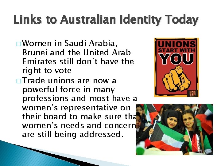 Links to Australian Identity Today � Women in Saudi Arabia, Brunei and the United