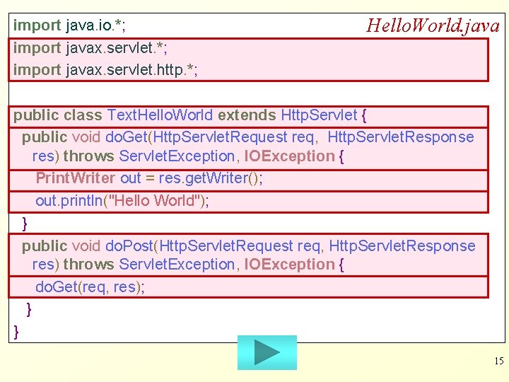 import java. io. *; import javax. servlet. http. *; Hello. World. java public class