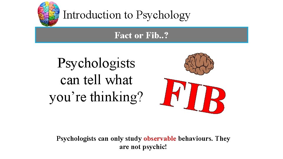 Introduction to Psychology Fact or Fib. . ? Psychologists can tell what you’re thinking?