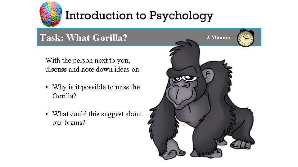 Task: What Gorilla? With the person next to you, discuss and note down ideas