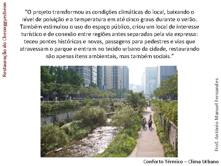 Prof. António Manuel Fernandes Restauração do Cheonggyecheon “O projeto transformou as condições climáticas do