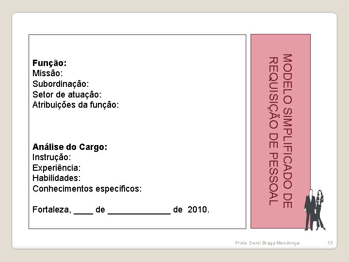 Análise do Cargo: Instrução: Experiência: Habilidades: Conhecimentos específicos: Fortaleza, ____ de _______ de 2010. Análise do Cargo: Instrução: Experiência: Habilidades: Conhecimentos específicos: Fortaleza, ____ de _______ de 2010.