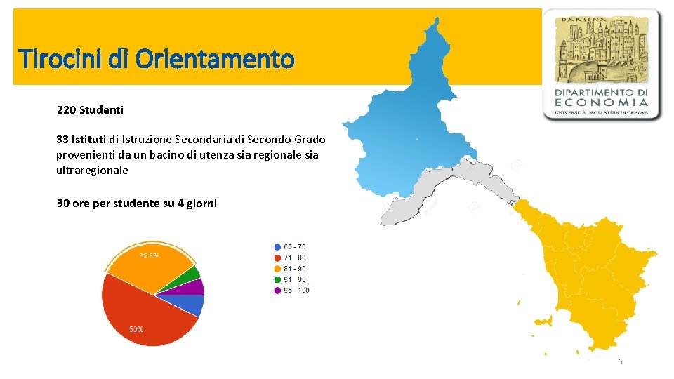 Tirocini di Orientamento 220 Studenti 33 Istituti di Istruzione Secondaria di Secondo Grado provenienti Tirocini di Orientamento 220 Studenti 33 Istituti di Istruzione Secondaria di Secondo Grado provenienti