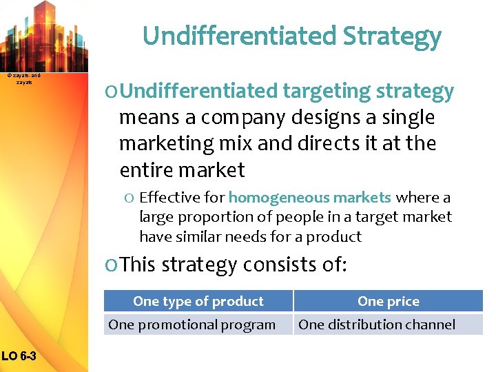 Undifferentiated Strategy © zayats-andzayats O Undifferentiated targeting strategy means a company designs a single