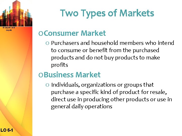 Two Types of Markets © zayats-andzayats O Consumer Market O Purchasers and household members