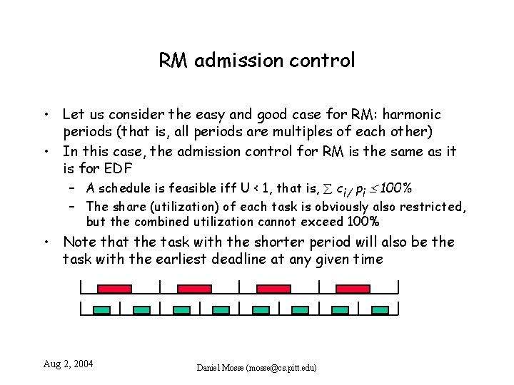 RM admission control • Let us consider the easy and good case for RM: