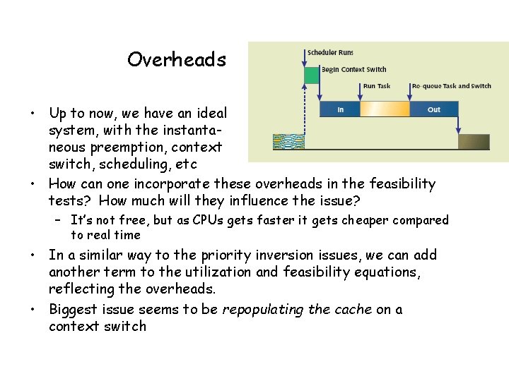 Overheads • Up to now, we have an ideal system, with the instantaneous preemption,