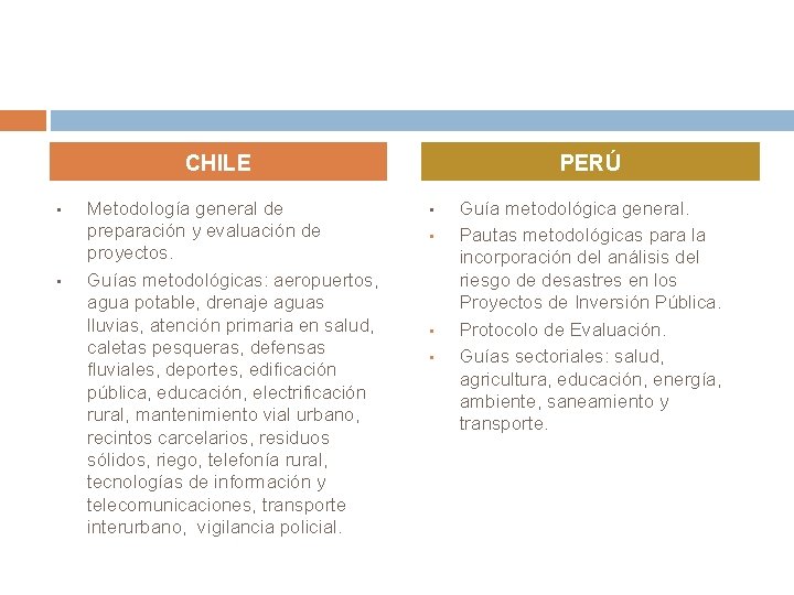 CHILE • • Metodología general de preparación y evaluación de proyectos. Guías metodológicas: aeropuertos,