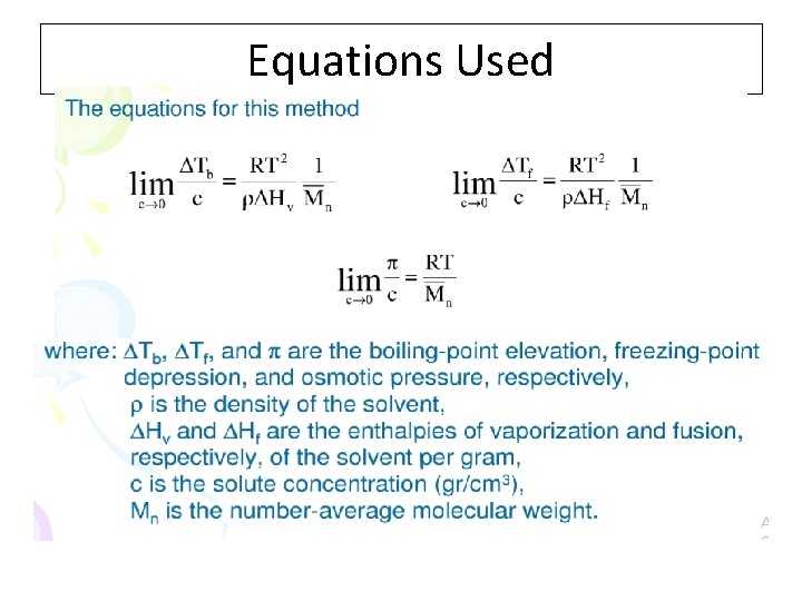 Equations Used 