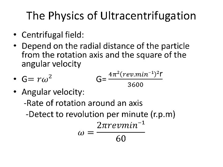 The Physics of Ultracentrifugation • 