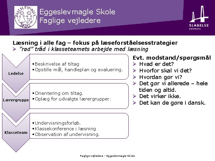 Eggeslevmagle Skole Faglige vejledere Læsning i alle fag – fokus på læseforståelsesstrategier Ø ”rød”