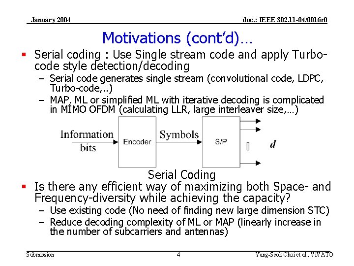 January 2004 doc. : IEEE 802. 11 -04/0016 r 0 Motivations (cont’d)… § Serial