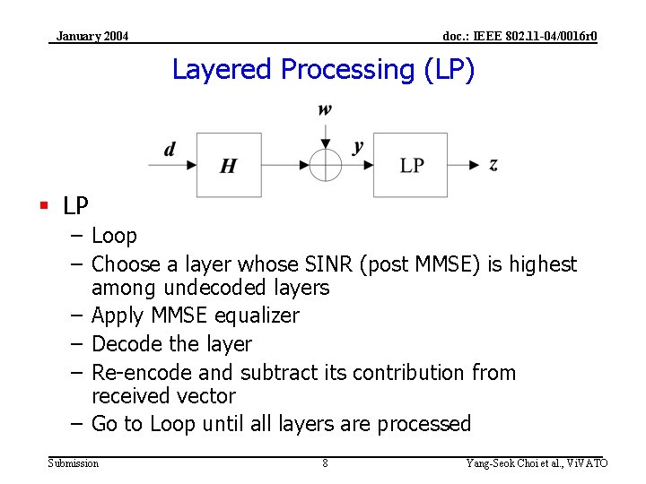 January 2004 doc. : IEEE 802. 11 -04/0016 r 0 Layered Processing (LP) §