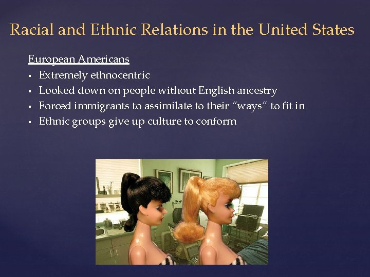 Racial and Ethnic Relations in the United States European Americans Extremely ethnocentric Looked down
