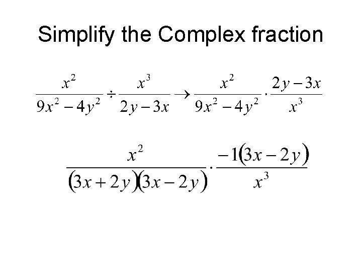 Simplify the Complex fraction Simplify the Complex fraction