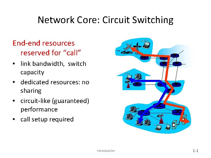 Network Core: Circuit Switching End-end resources reserved for “call” • link bandwidth, switch capacity