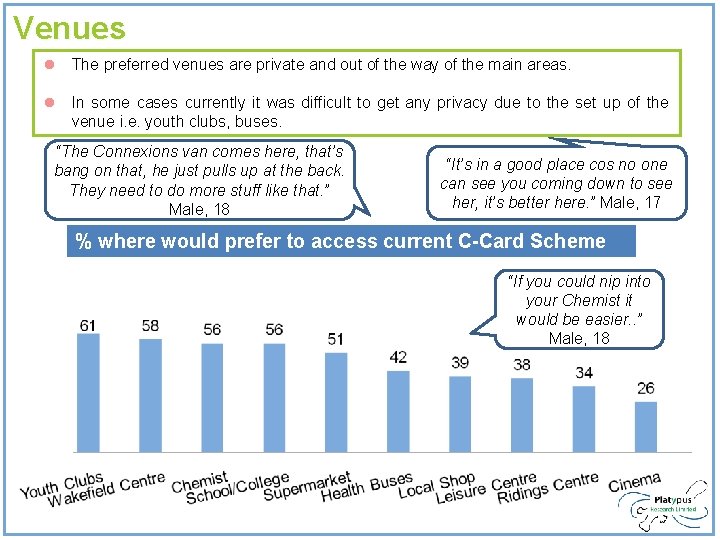 Venues l The preferred venues are private and out of the way of the Venues l The preferred venues are private and out of the way of the
