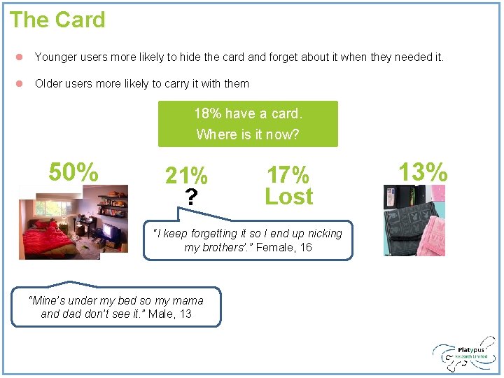 The Card l Younger users more likely to hide the card and forget about The Card l Younger users more likely to hide the card and forget about