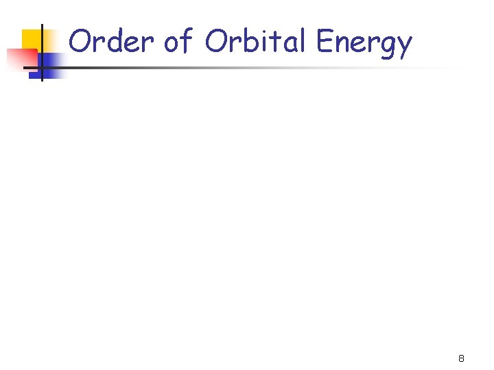 Order of Orbital Energy 8 