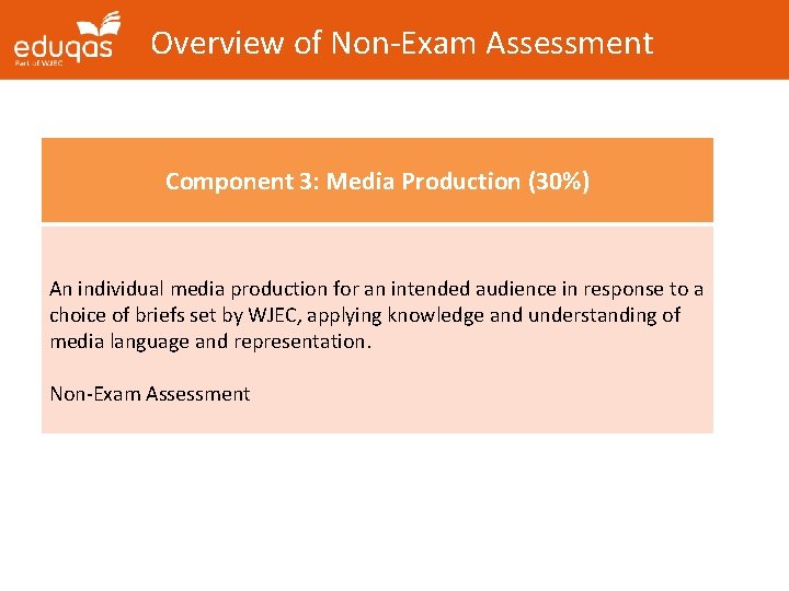 Overview of Non-Exam Assessment Component 3: Media Production (30%) An individual media production for