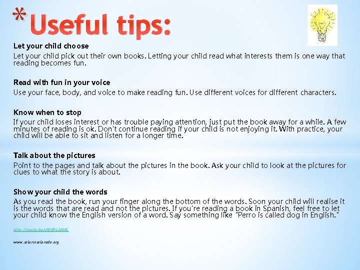 * Useful tips: Let your child choose Let your child pick out their own