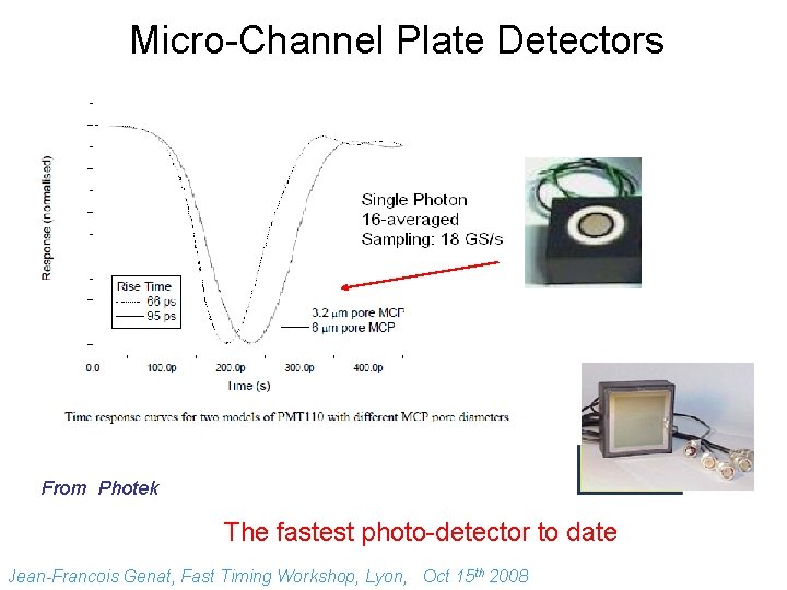 Micro-Channel Plate Detectors From Photek The fastest photo-detector to date Jean-Francois Genat, Fast Timing