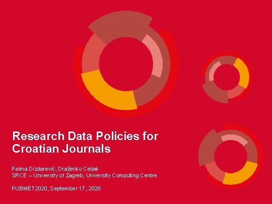 Research Data Policies for Croatian Journals Palma Dizdarević, Draženko Celjak SRCE – University of