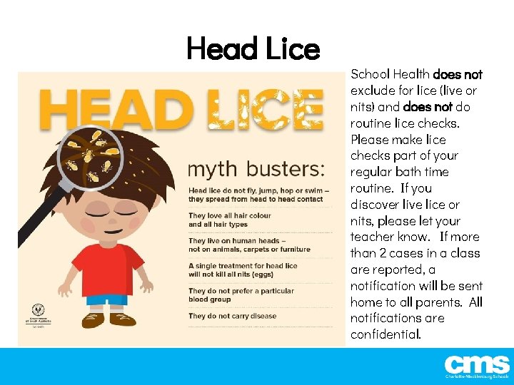 Head Lice School Health does not exclude for lice (live or nits) and does