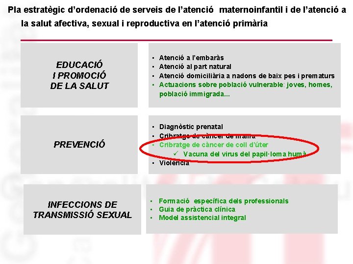 Pla estratègic d’ordenació de serveis de l’atenció maternoinfantil i de l’atenció a la salut