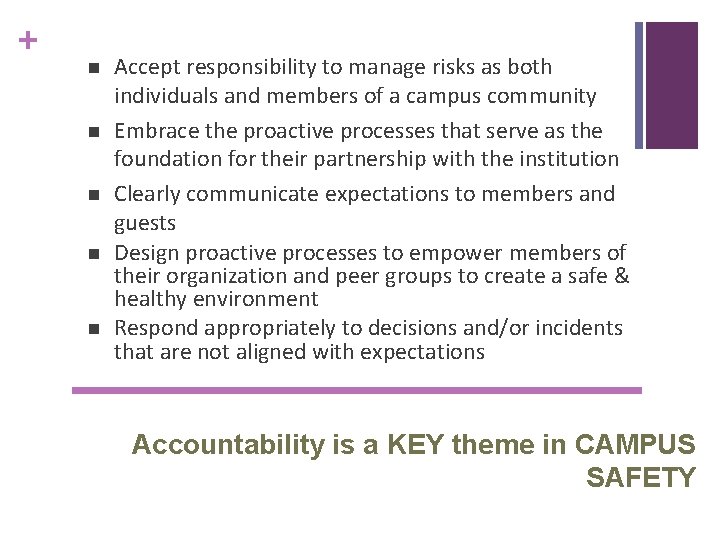 + n n n Accept responsibility to manage risks as both individuals and members