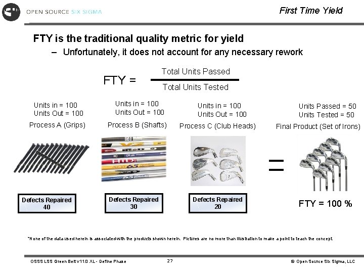 First Time Yield FTY is the traditional quality metric for yield – Unfortunately, it