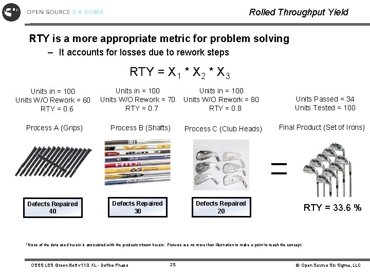 Rolled Throughput Yield RTY is a more appropriate metric for problem solving – It