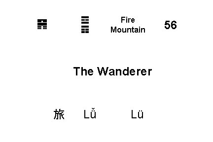 ☲ ☶ ䷷ Fire Mountain The Wanderer 旅 Lǚ Lü 56 