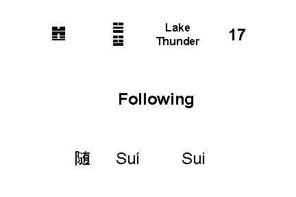 ☱ ☳ ䷐ Lake Thunder Following 随 Suí Sui 17 