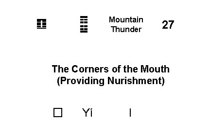 ☶ ☳ ䷚ Mountain Thunder 27 The Corners of the Mouth (Providing Nurishment) �