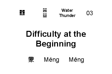 ☵ ☳ ䷂ Water Thunder Difficulty at the Beginning 蒙 Méng Mêng 03 