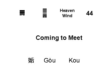 ☰ ☴ ䷫ Heaven Wind Coming to Meet 姤 Gòu Kou 44 