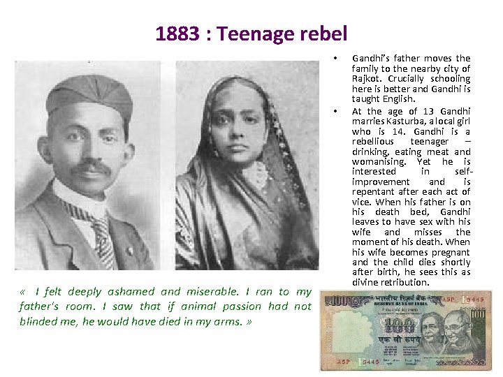 1883 : Teenage rebel • • « I felt deeply ashamed and miserable. I