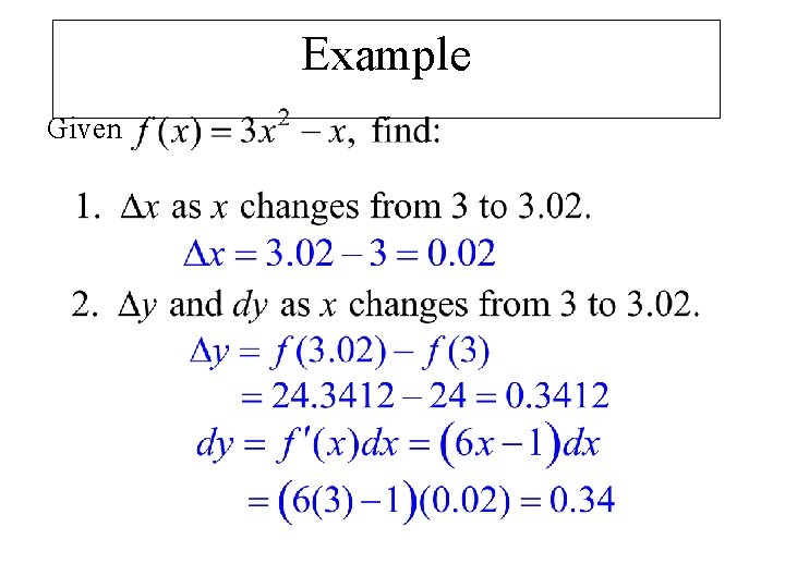 Example Given 
