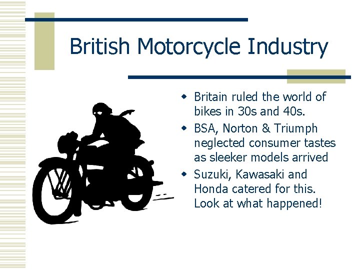 British Motorcycle Industry w Britain ruled the world of bikes in 30 s and