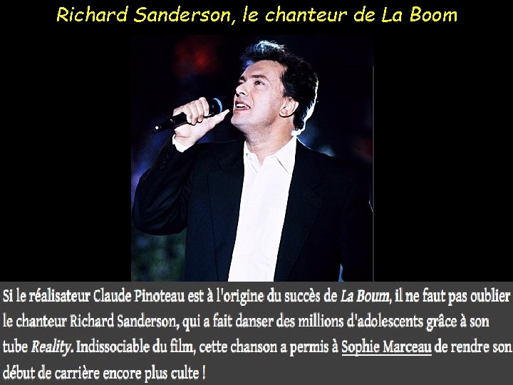 Richard Sanderson, le chanteur de La Boom 