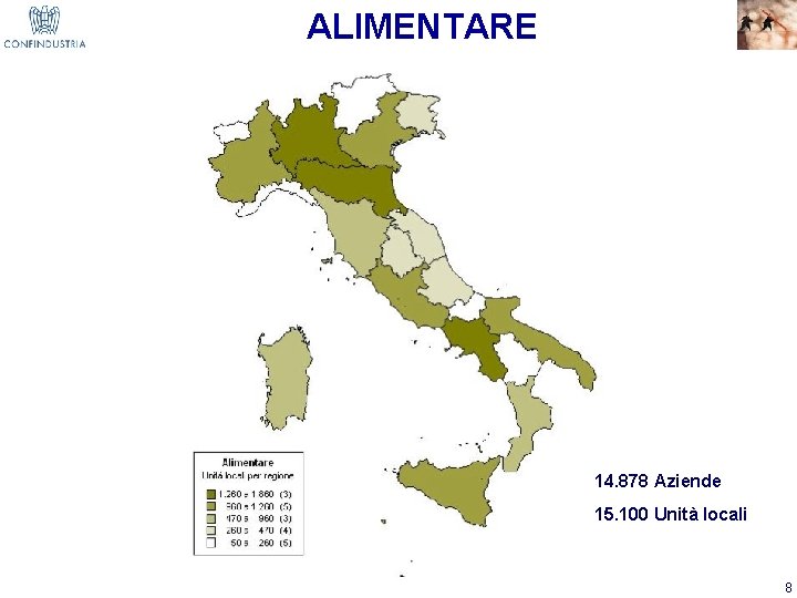 ALIMENTARE 14. 878 Aziende 15. 100 Unità locali 8 