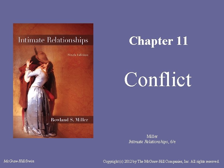 Chapter 11 Conflict Miller Intimate Relationships, 6/e Mc. Graw-Hill/Irwin Copyright (c) 2012 by The