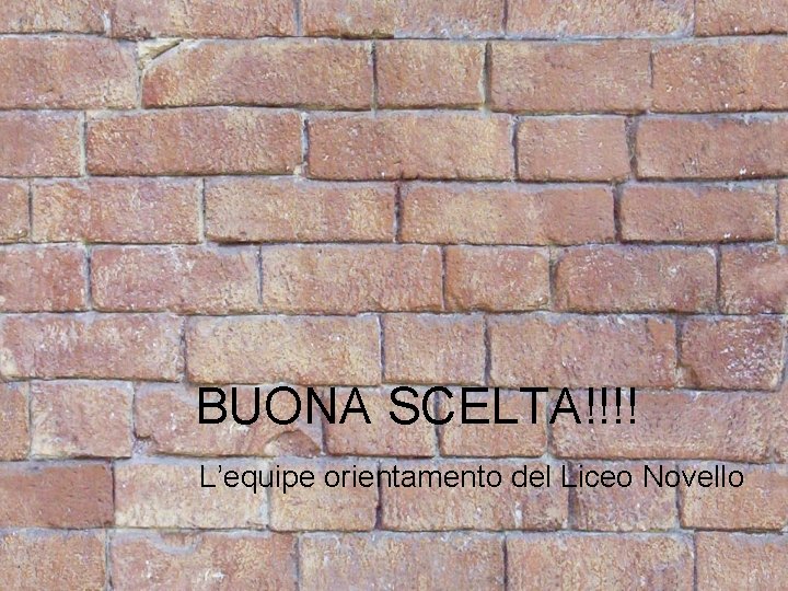 BUONA SCELTA!!!! L’equipe orientamento del Liceo Novello 