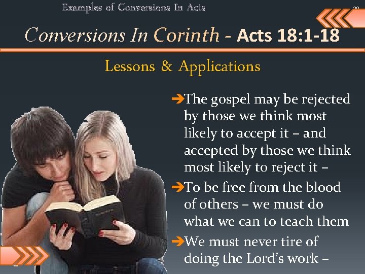 Examples of Conversions In Acts Conversions In Corinth - Acts 18: 1 -18 Lessons