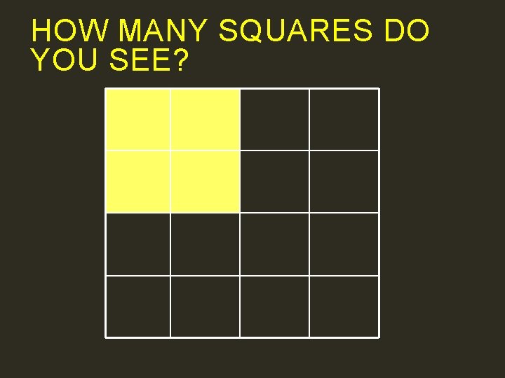 HOW MANY SQUARES DO YOU SEE? 