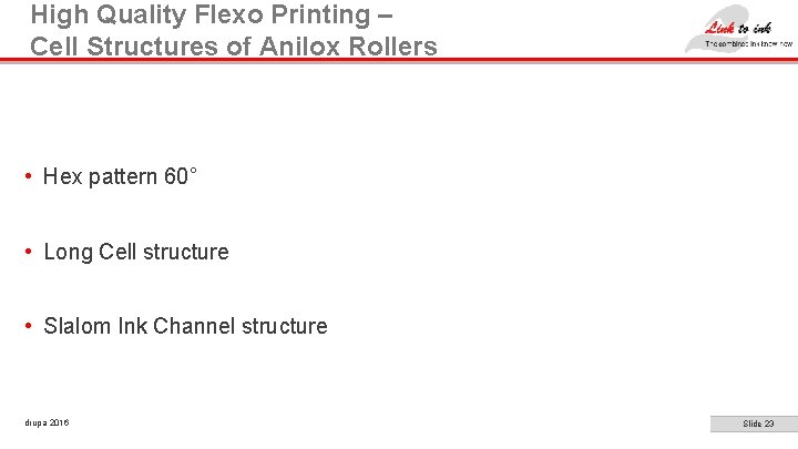 High Quality Flexo Printing – Cell Structures of Anilox Rollers • Hex pattern 60°