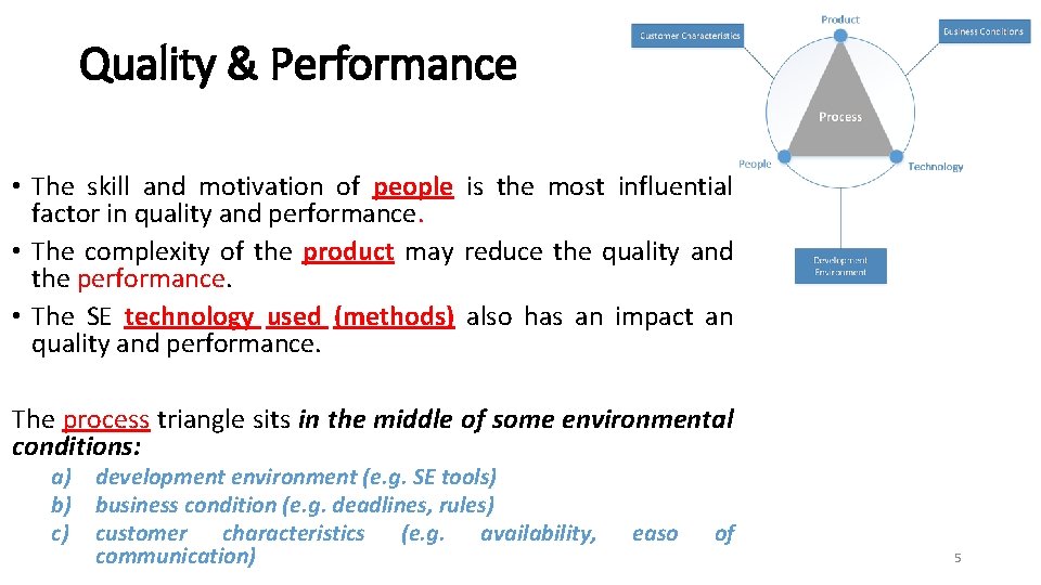 Quality & Performance • The skill and motivation of people is the most influential