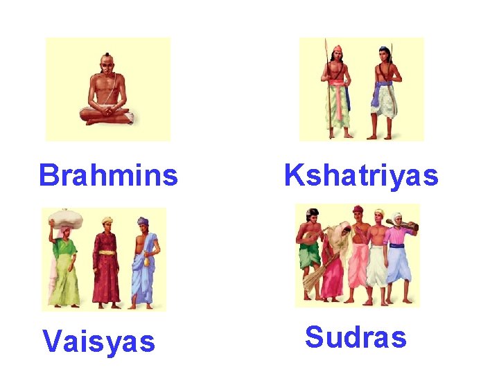 Brahmins Vaisyas Kshatriyas Sudras 