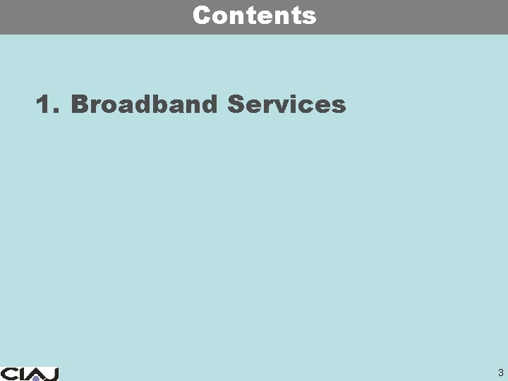 Contents 1. Broadband Services 3 